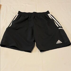 Adidas Men's Black Athletic Shorts with White Stripes